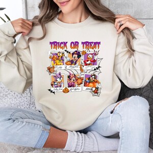 Retro Halloween Disney Trick Or Treat Sweatshirt, Vintage Disney Characters Sweater, Mickey Sweatshirt, Spooky Season, Disney Trip Sweater