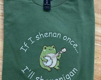 Funny Frog Shirt, Sweatshirt & Hoodie: Embroidered Quote with Banjo Design