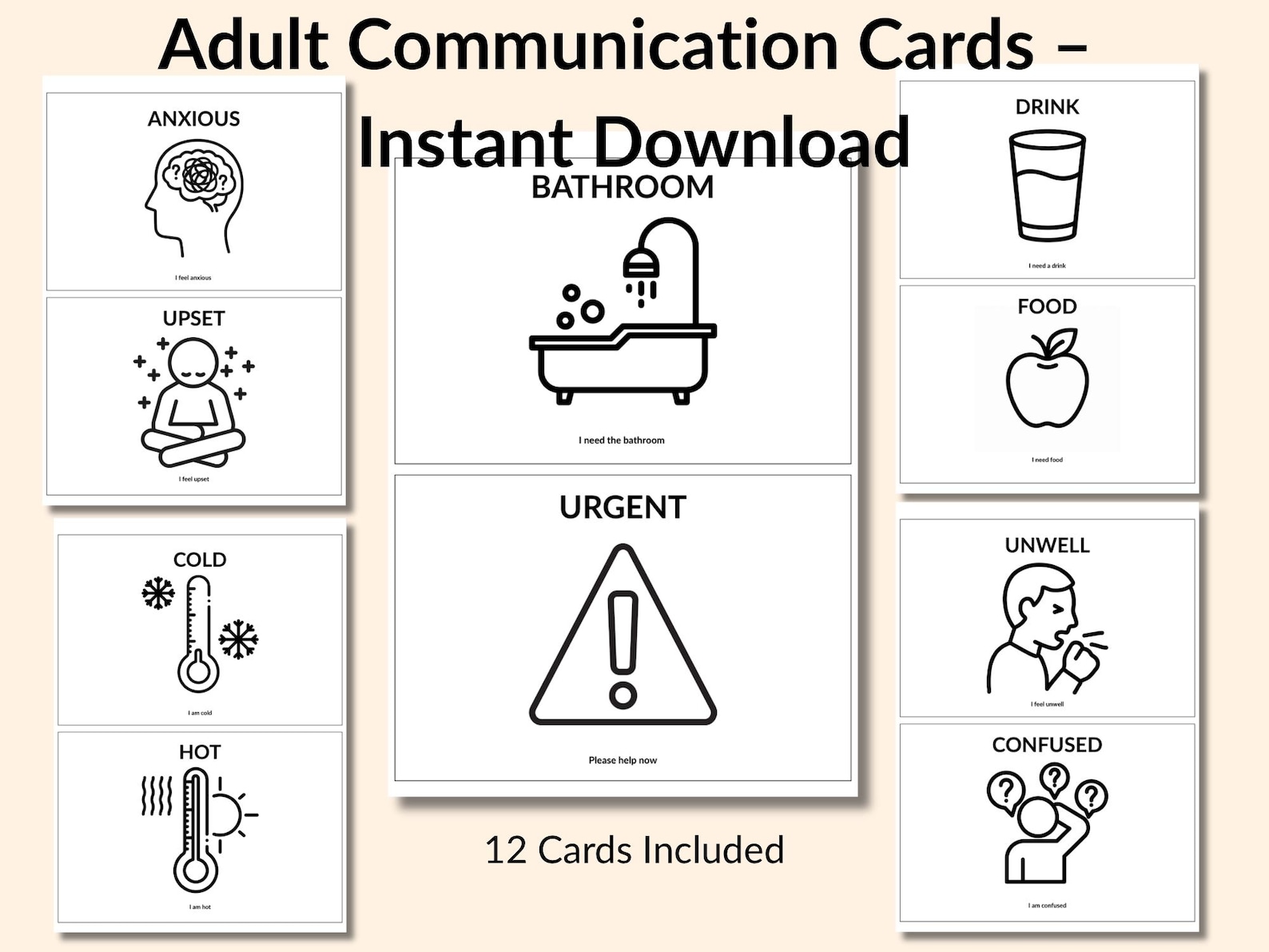 Adult Communication Cards | Printable AAC Cards | Dementia Stroke ...
