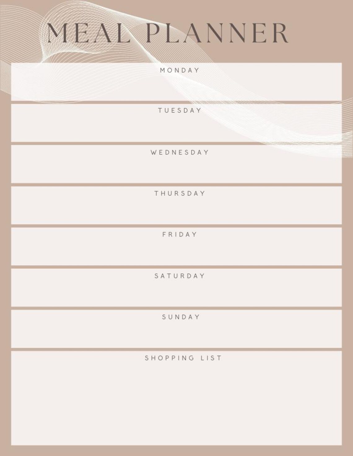 Weekly Meal Planner Digital Download, Weekly Planner Printable, Meal