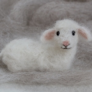 Needle Felted Lamb, Wool Baby Sheep, Nativity image 1