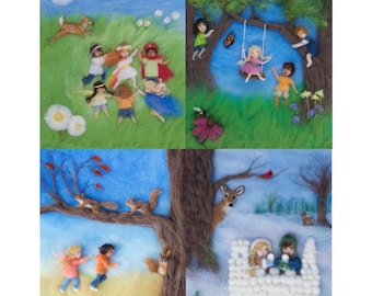 Four Seasons Wool Painting Photo Print Set of 4, 5 by 7