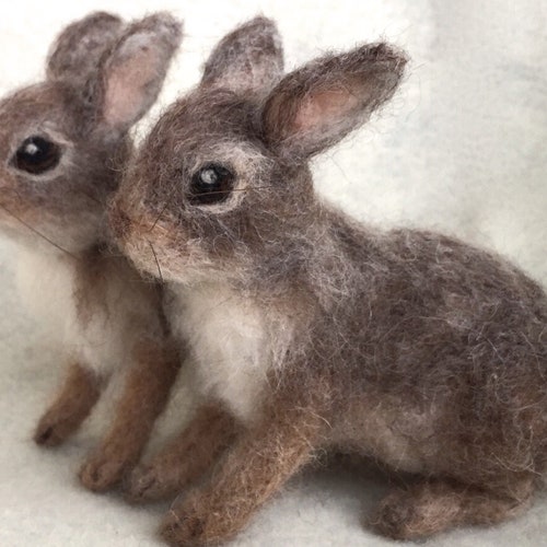 Needle Felted Cottontail Bunny Rabbit Baby Poseable Woodland - Etsy