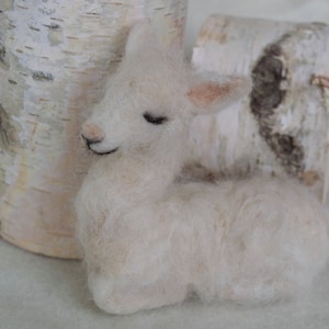 Llama Baby Needle Felted Miniature Animal Soft Sculpture