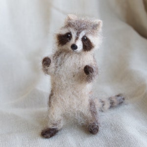 Raccoon Needle Felted Baby, Woodland Baby Animal, Wool Forest Decor, 4 to 5 inches image 3