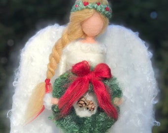 Angel Tree Topper Spruce Grove with Wreath Needle Felt NOTE WAIT TIME