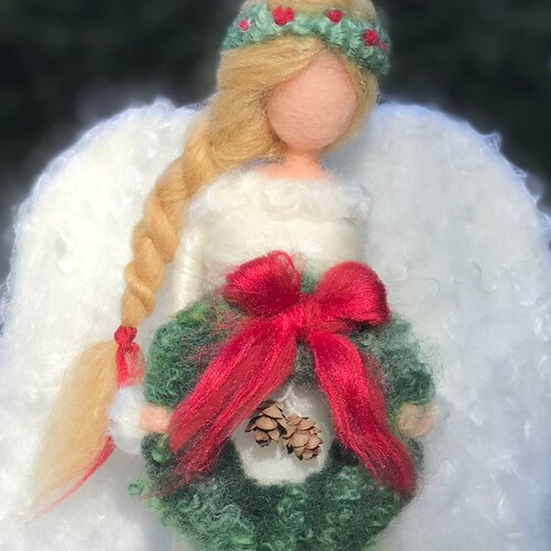Christmas Needle Felted Angel Tree Topper Waldorf NOTE WAIT Etsy