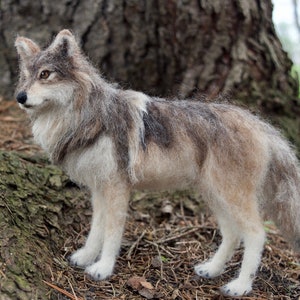 Needle Felted Grey Wolf, Custom Original, Realistic Wolves, Forest Animals MADE TO ORDER