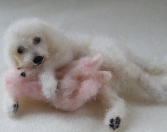 Needle Felted Poodle Pet Portrait, Custom Pet Memorial