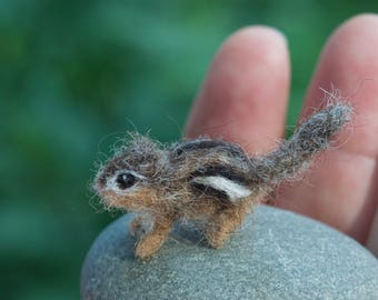 Tiny Chipmunk Needle Felted, Miniature Animal - Etsy