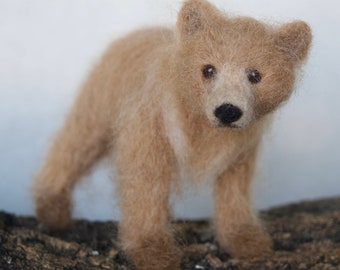 Grizzly Bear Cub, Needle felted Brown Bear Baby Animal
