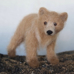 Grizzly Bear Cub, Needle felted Brown Bear Baby Animal image 1