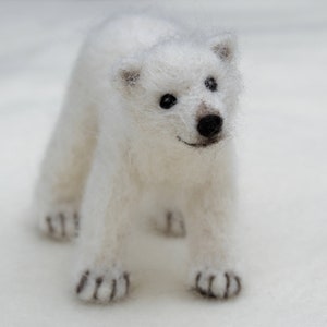 Needle Felted Polar Bear Cub, Poseable