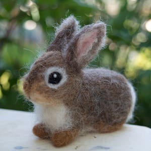 Needle Felted Bunny Cottontail Rabbit Baby Young Woodland Animal image 1