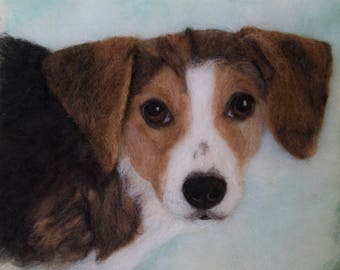 Needle Felted Dog Pet Portrait Wool Painting Fiber Art