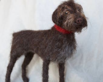 Needle Felted Wirehaired Pointing Griffon, Wool Pet Portrait