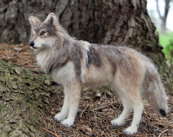 Needle Felted Grey Wolf, Custom Original, Realistic Wolves, Forest Animals