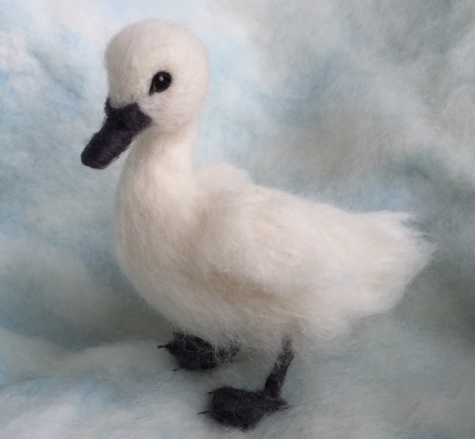 Needle Felted Baby Swan Life sized Wool Swan Etsy