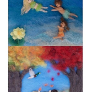 Seasons of Joy, Wool Painting Photo Print of Picture Book Illustrations, Set of 4, 5 by 7 image 6