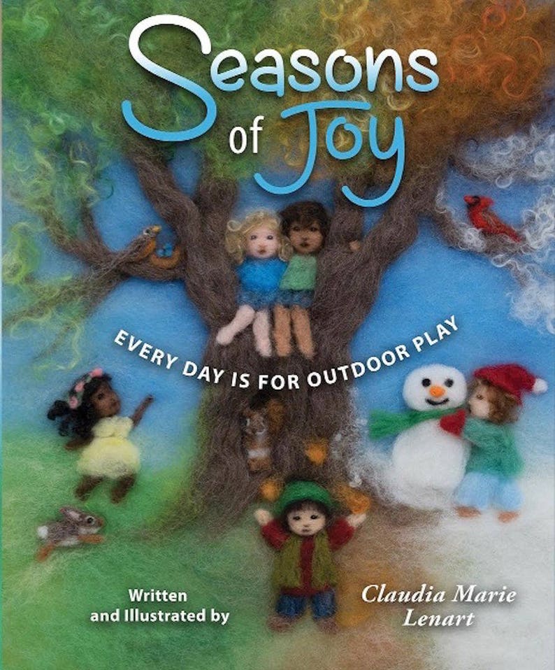 Seasons of Joy, Wool Painting Photo Print of Picture Book Illustrations, Set of 4, 5 by 7 image 2