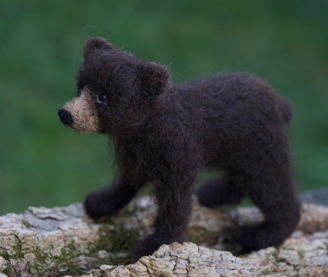 Needle Felted Black Bear Cub Poseable Baby Dark Brown Bear Etsy