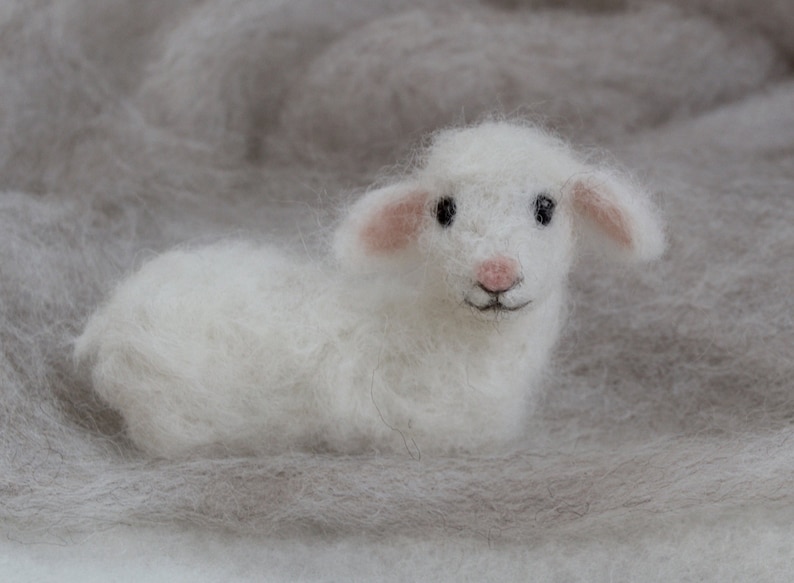 Needle Felted Lamb, Wool Baby Sheep, Nativity image 1