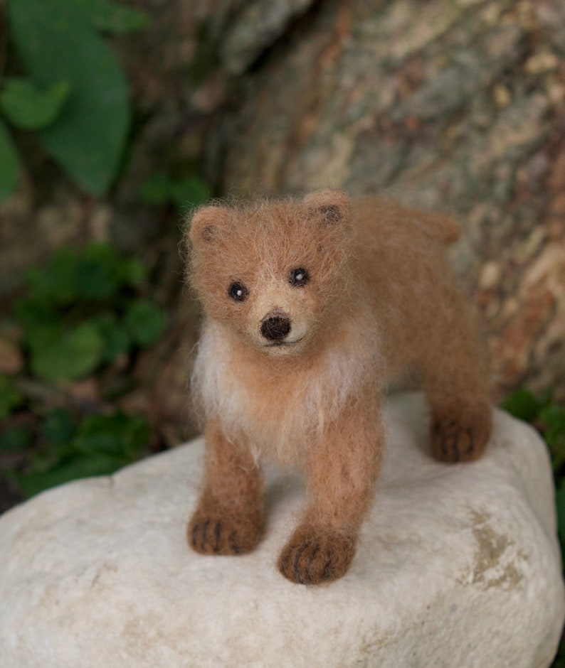 Grizzly Bear Cub, Needle felted Brown Bear Baby Animal image 8