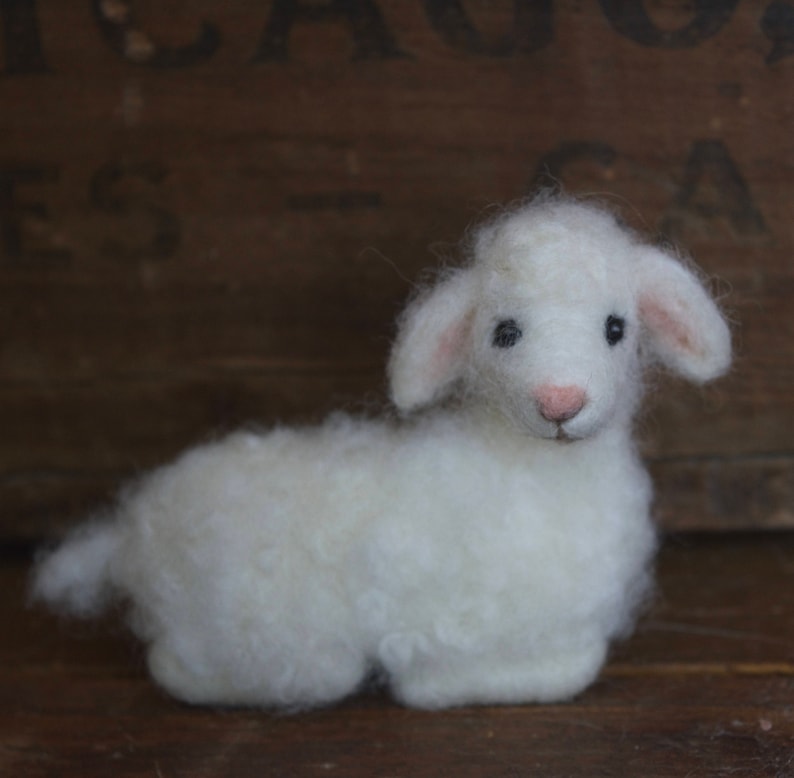 Needle Felted Lamb, Wool Baby Sheep, Nativity image 2