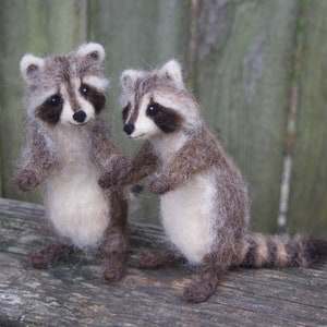 Raccoon Needle Felted Baby, Woodland Baby Animal, Wool Forest Decor, 4 to 5 inches image 5