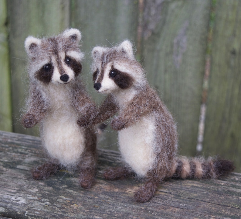 Raccoon Needle Felted Baby, Woodland Baby Animal, Wool Forest Decor, 4 to 5 inches image 5