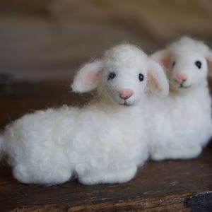 Needle Felted Lamb, Wool Baby Sheep, Nativity image 4