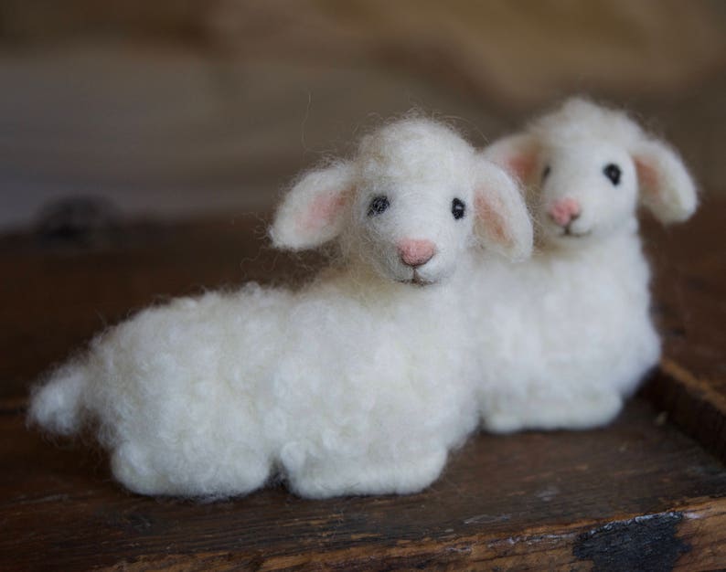 Needle Felted Lamb, Wool Baby Sheep, Nativity image 4