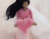 Needle Felted Pink Angel, Fairy, Pretty in Pink
