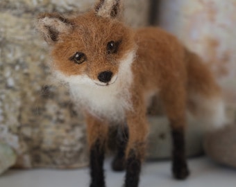 Needle Felted Fox Cub, Red Fox, Poseable