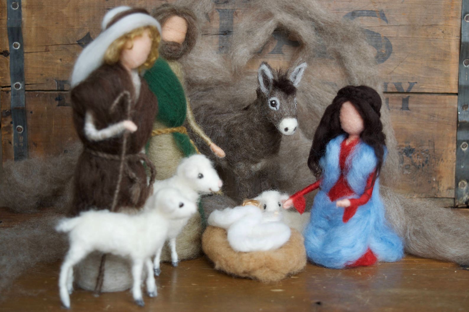 Needle Felted Nativity Set Christmas Mary Joseph Baby Etsy