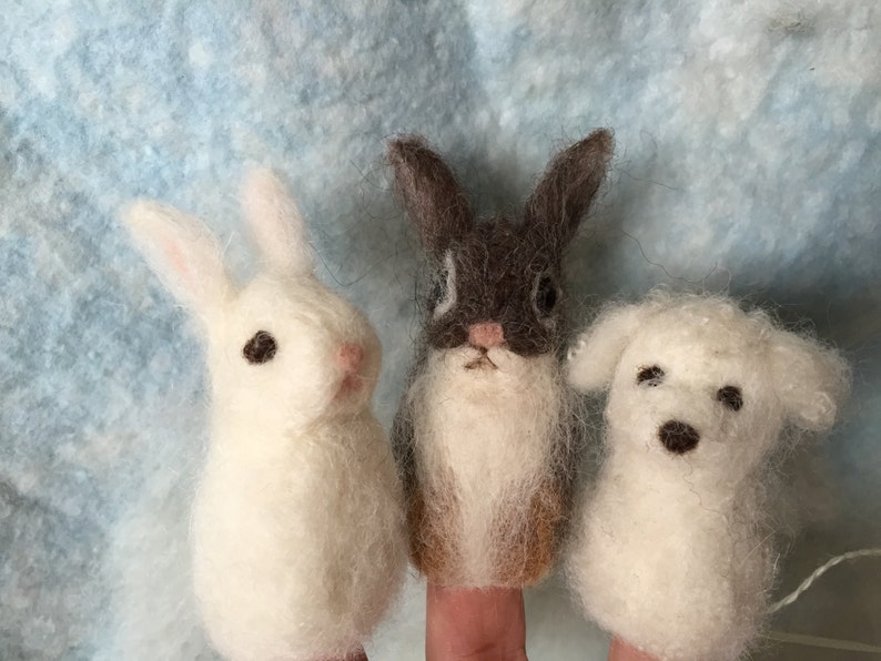 Needle Felted Finger Puppet Bunny Rabbit Waldorf Etsy