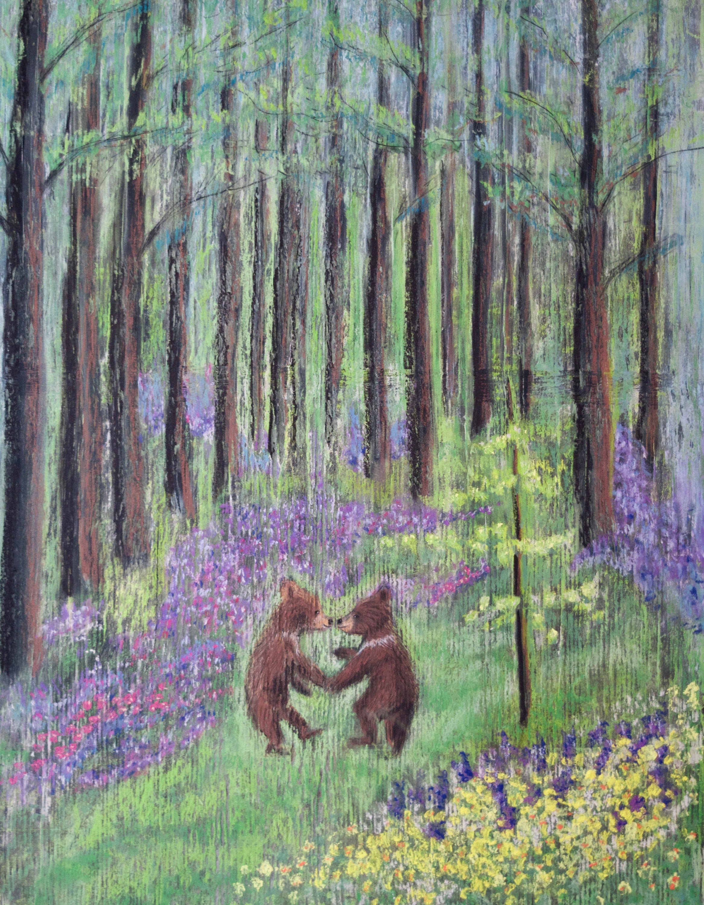 春のダンス黒板アート、森のクマの子、黒板の絵 11 x 14 - Etsy 日本