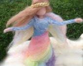 Rainbow Angel, Needle Felted Fairy Waldorf