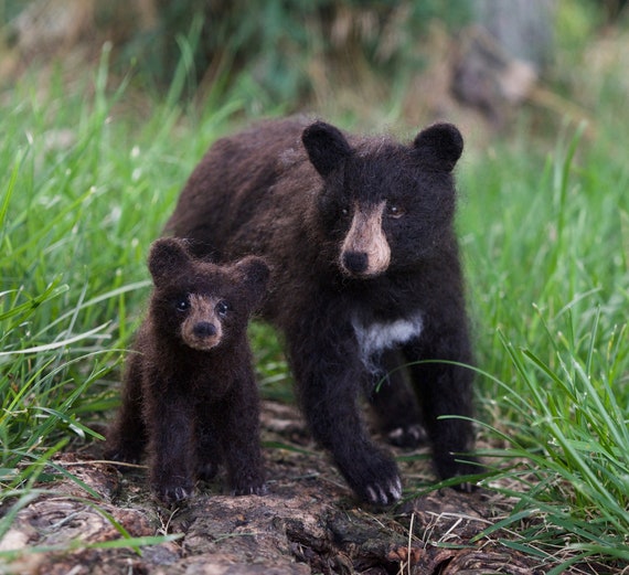 Black Bear Mom and Cub, Needle Felt Forest Animal - Etsy