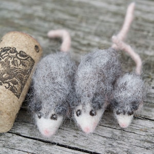 Needle Felted Opossum, Tiny or Micro