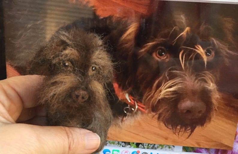 Needle Felted Wirehaired Pointing Griffon, Wool Pet Portrait image 3