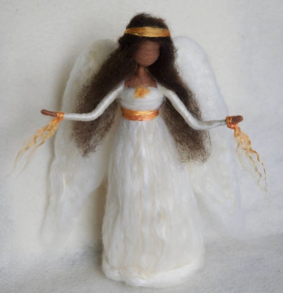 Angel Tree Topper Dark Skinned, Needle Felt Waldorf NOTE WAIT TIME