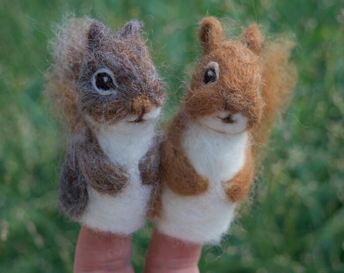 Needle Felted Finger Puppet, Squirrel, Storytelling Etsy