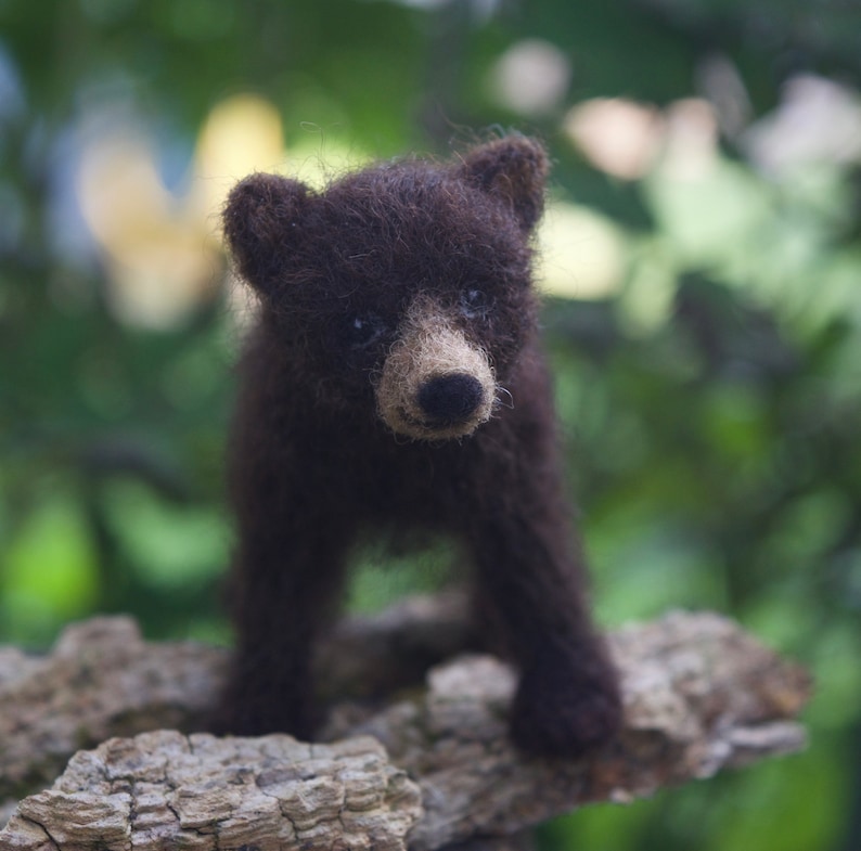 Needle Felted Black Bear Cub Poseable Baby Dark Brown Bear Etsy