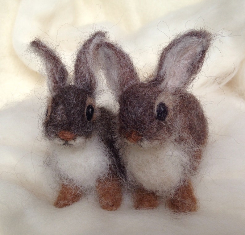 Needle Felted Bunny Cottontail Rabbit Baby Young Woodland Animal image 4