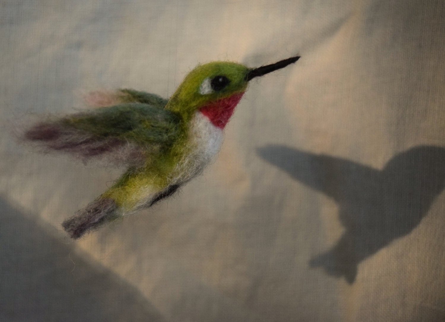 Needle Felted Hummingbird Lifesized Wool Bird Ruby Throated Etsy