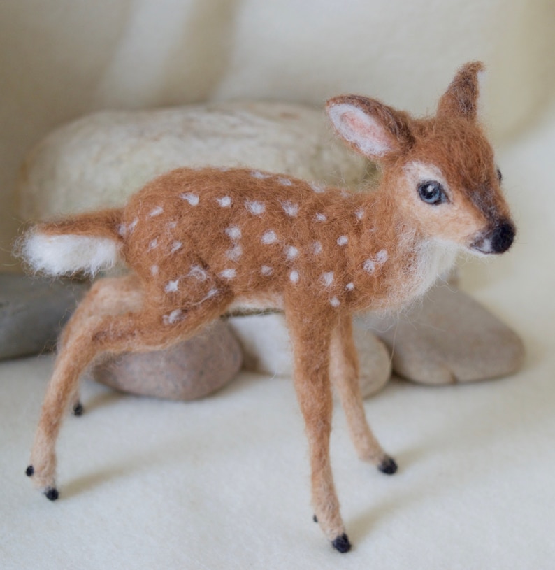 Needle Felted Deer Fawn, White Tailed, Wool image 10