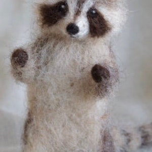 Raccoon Needle Felted Baby, Woodland Baby Animal, Wool Forest Decor, 4 to 5 inches image 9