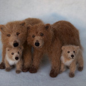 Needle Felted Grizzly Bear Mom and Cub, Brown Bear Forest Animal image 3