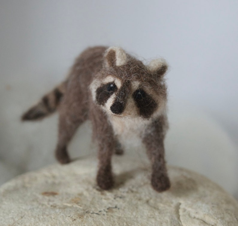 Raccoon Needle Felted Miniature Wool Animal Realistic Etsy
